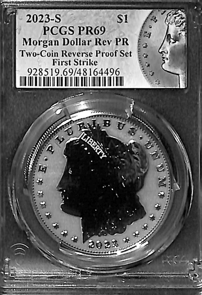 Lot of (3) 2023 &2023-S Morgan Silver Dollars - MS69/PR69/PF69